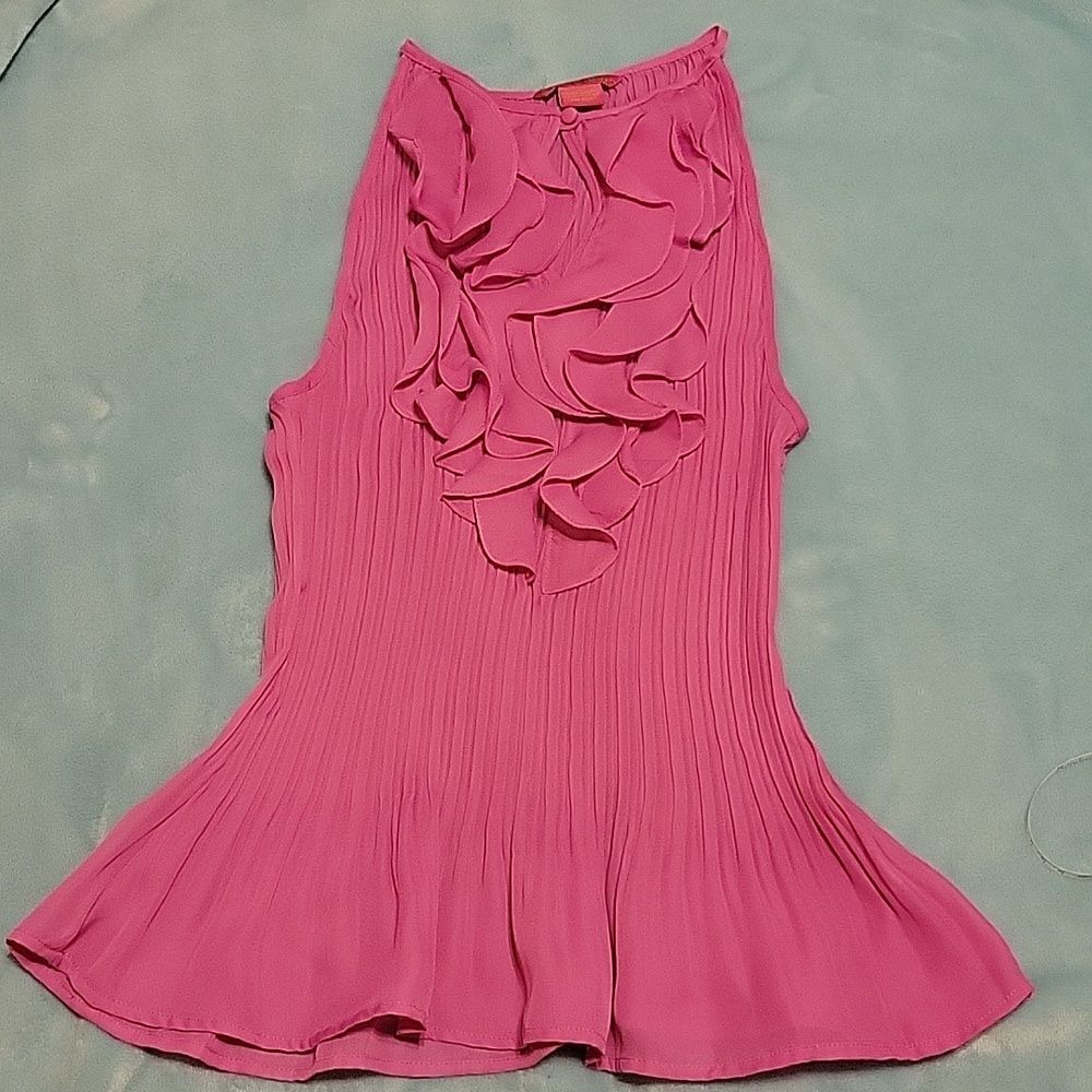 Sunny Leigh Hot Pink Sheer Flouncy tank size Large